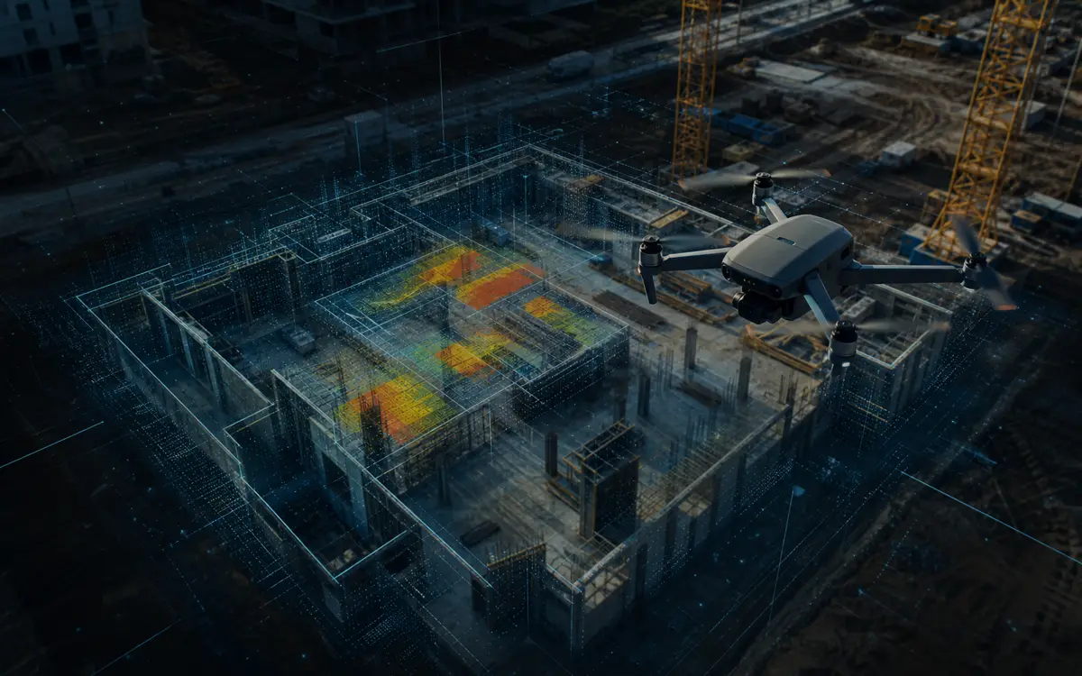 Drone site intelligence over construction project