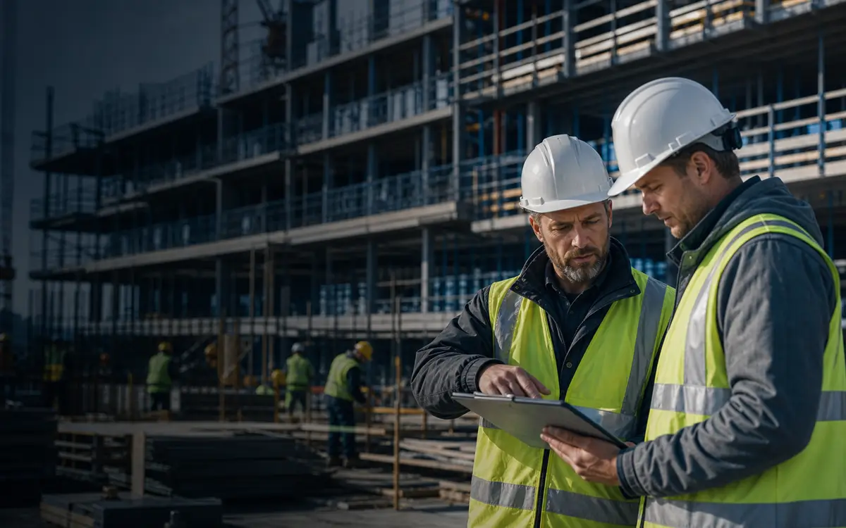 Foreman and site managers coordinating construction work
